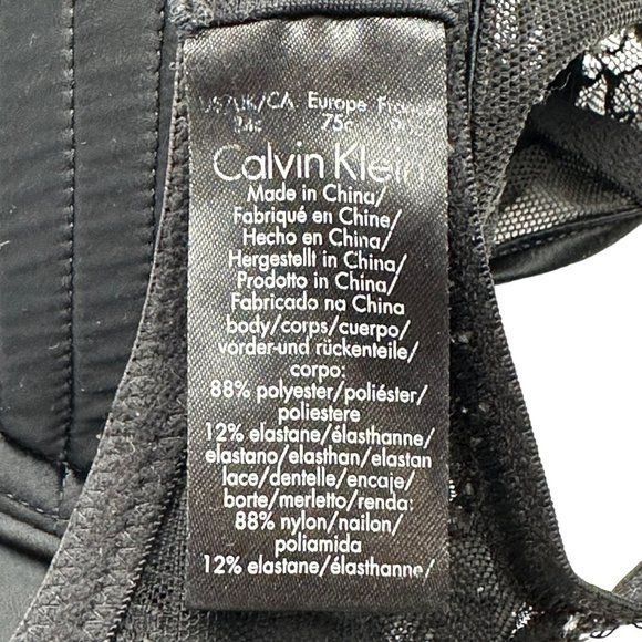 Clavin Klein Bra Womens 34B Black Bandeau Lace Adjustable Straps Lightly Padded - Picture 8 of 9